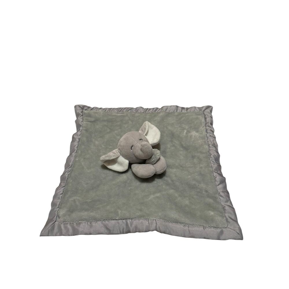 Carter's Elephant Plush Security Blanket Lovey Grey 14.5”x14.5” Satin Trim